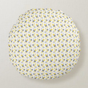 Circle Pattern Yellow & Gray Round Pillow
