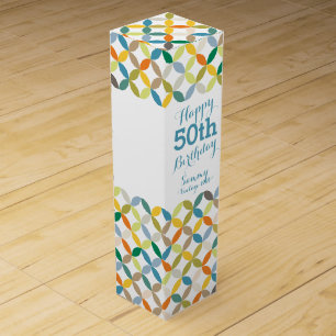 Circle patterned named 50th birthday wine box