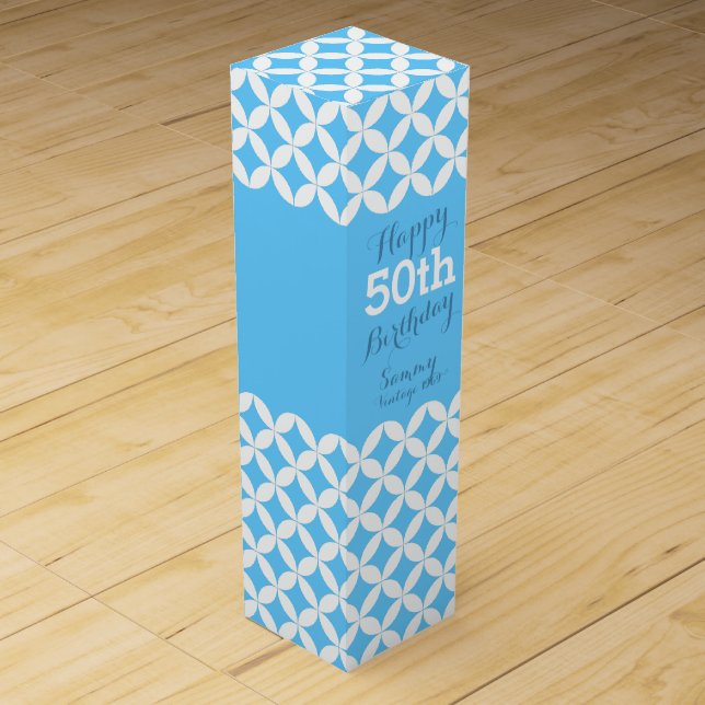 Circle patterned named 50th birthday wine box (Front)