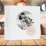 Circle Photo Blush Pink Minimalist Simple White 3 Ring Binder<br><div class="desc">A minimalist circle photo design featuring a large circle family photograph in black and white overlayed by a smaller semi-transparent circle in blush pink with a classic typography. The image and text can be easily customized for a design as unique as you are!</div>