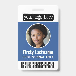 Circle Photo Custom Employee Bar Code, Logo, Name Badge