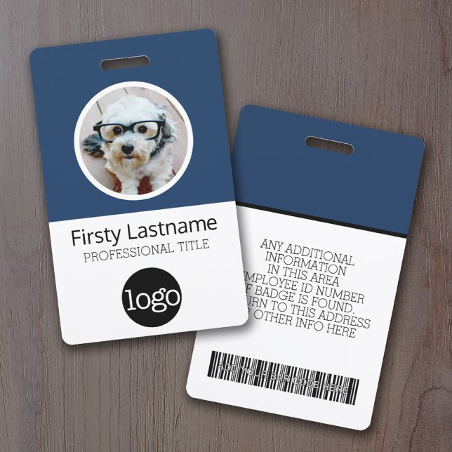 Circle Photo Custom Employee Bar Code, Logo, Name Badge (Creator Uploaded)