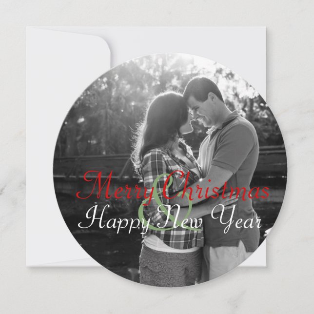 Circle Photo Holiday Greeting Card (Front)