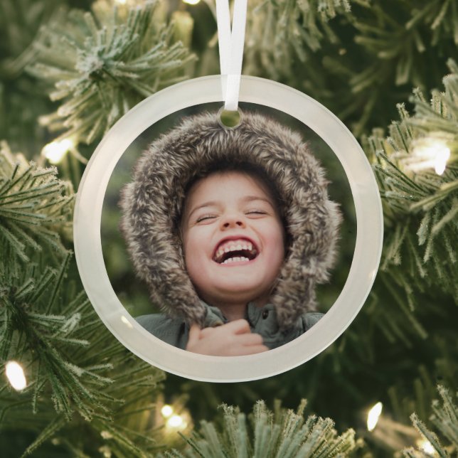 Circle Photo Keepsake Glass Ornament (Insitu)