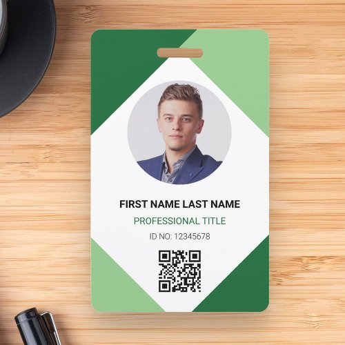 Circle Photo Logo QR Code Custom Employee ID Card Badge