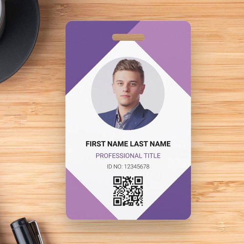Circle Photo Logo QR Code Custom Employee ID Card Badge