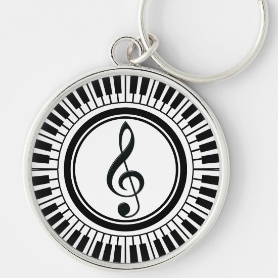 Circle Piano Keys and Treble Clef Keychain