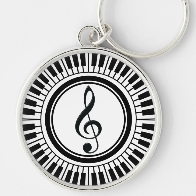 Circle Piano Keys and Treble Clef Keychain (Front)