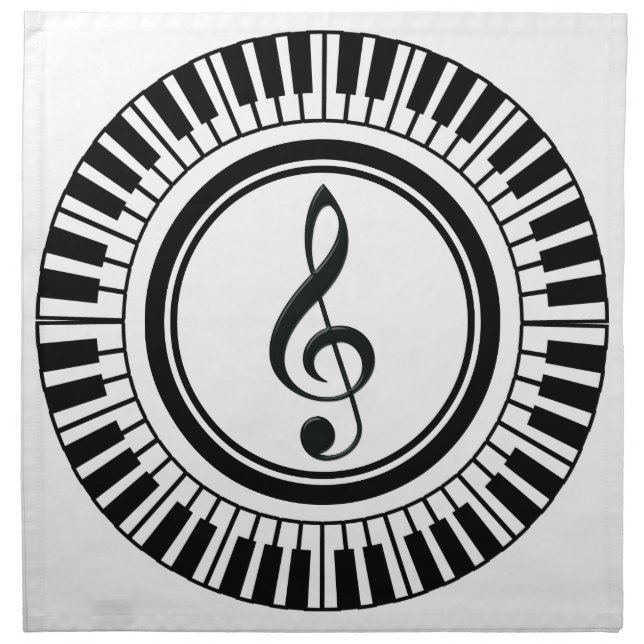 Circle Piano Keys and Treble Clef Napkin (Front)