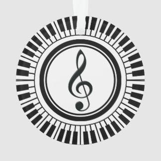 Circle Piano Keys and Treble Clef Ornament