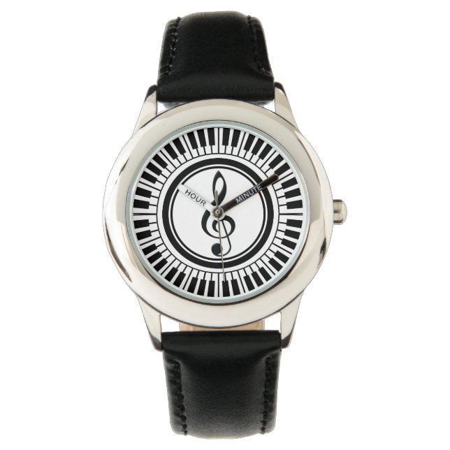 Circle Piano Keys and Treble Clef Watch (Front)