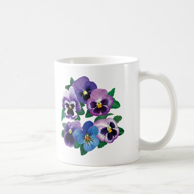 Circle Purple Pansies Coffee Mug (Right)