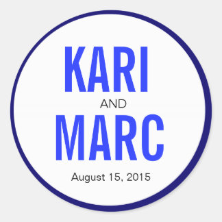 Circle Rim Outline Favor Decal | navy blue indigo Classic Round Sticker