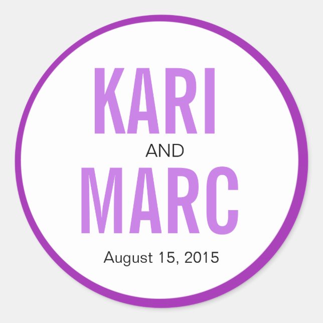 Circle Rim Outline Favor Decal | purple Classic Round Sticker (Front)