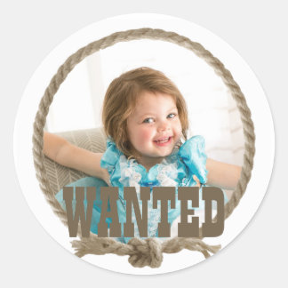 Circle rope western photo design classic round sticker