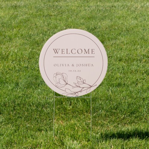Circle Rose Floral Wedding Welcome Sign