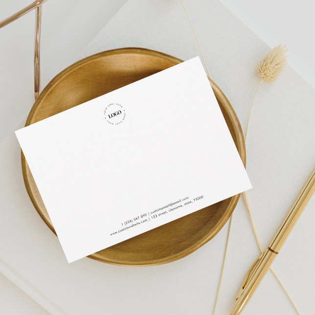 Circle Round Business Logo Company Custom White Note Card (Creator Uploaded)