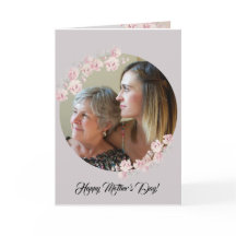 Circle Rustic Floral Gray Mother's Day Card