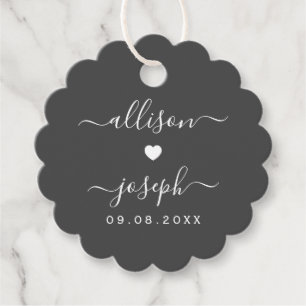 Circle Scalloped Wedding or Shower Gift Tags, Gray Favor Tags