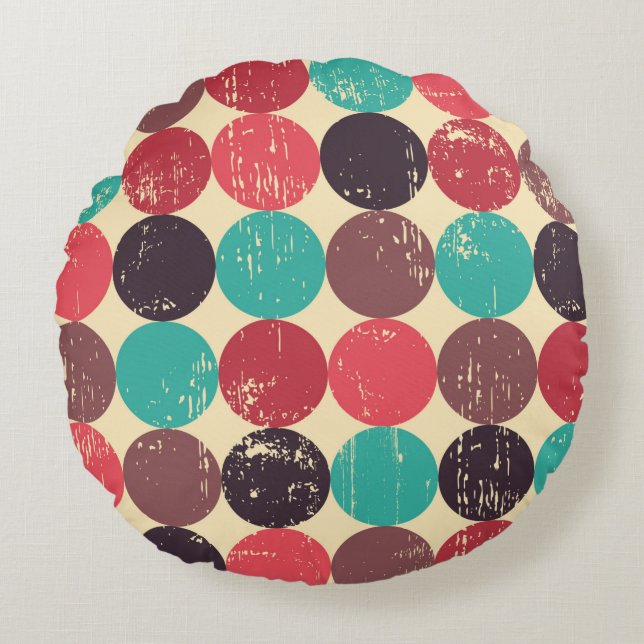 Circle seamless pattern. Seamless pattern. Mid cen Round Pillow (Front)