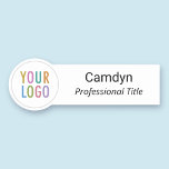 Circle Shaped Custom Business Logo Staff Employee Name Tag<br><div class="desc">Personalize our unique circle shaped name tag with your company logo, employee name, job title, or other custom text. It's available with a magnetic back fastener (do not use with pacemakers) or with a safety pin back. It's a lightweight name tag with a large width. You can easily customize the...</div>