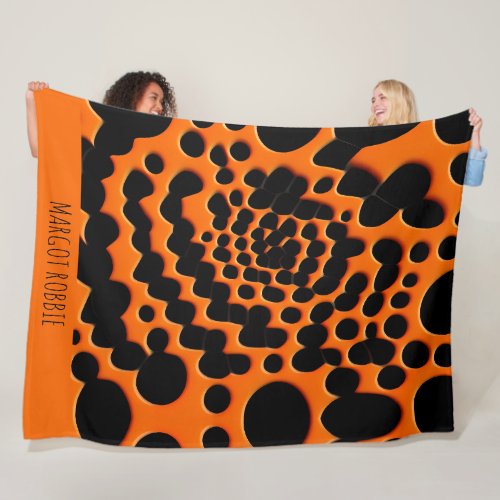 Circle Shapes Orange Abstract Geometric Pattern Fleece Blanket