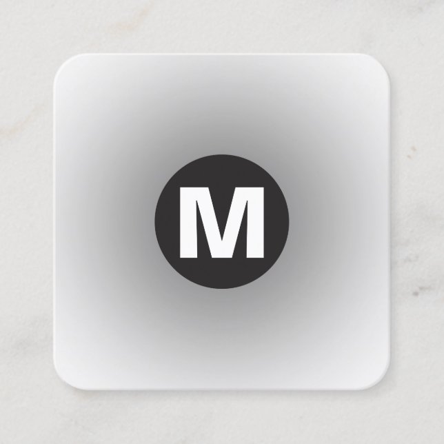 Circle Spot Monogram - Gradient - Gray to White Square Business Card (Front)