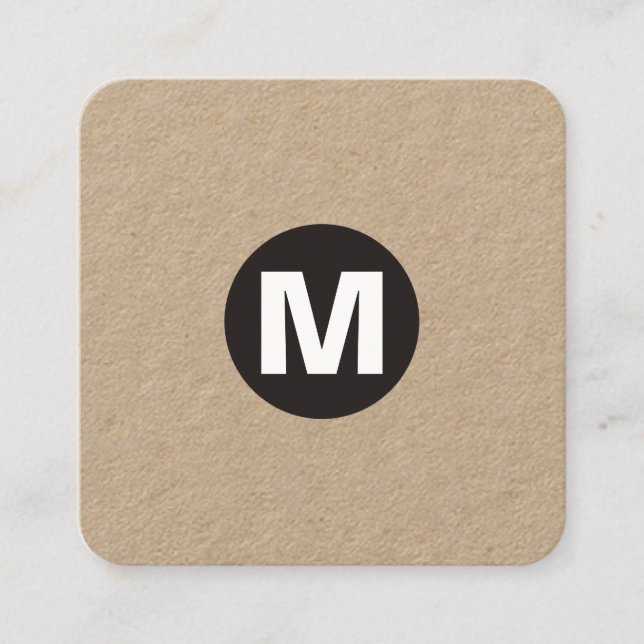Circle Spot Monogram - Kraft Square Business Card (Front)