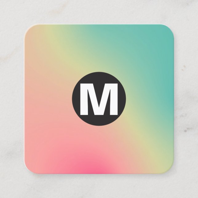 Circle Spot Monogram - Soft Gradients Square Busin Business Card (Front)