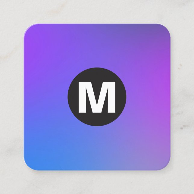 Circle Spot Monogram - Soft Gradients Square Business Card (Front)