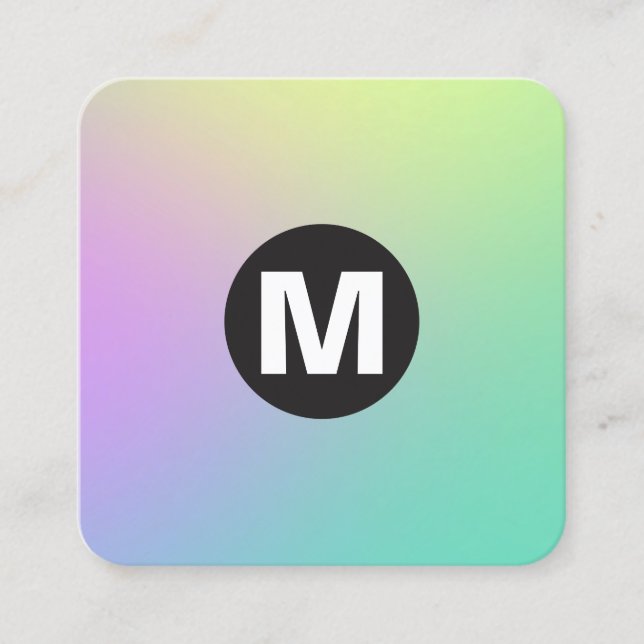 Circle Spot Monogram - Soft Gradients Square Business Card (Front)