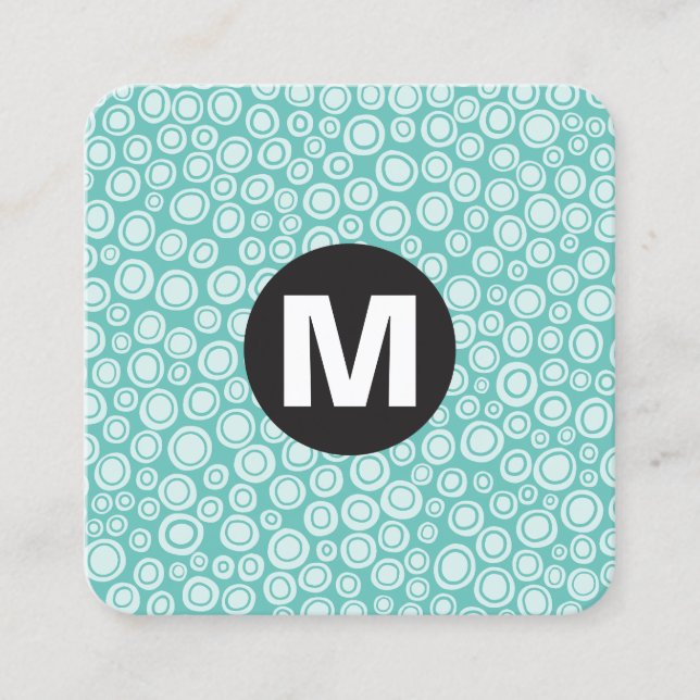 Circle Spot Monogram - Spots - Turquoise Square Business Card (Front)