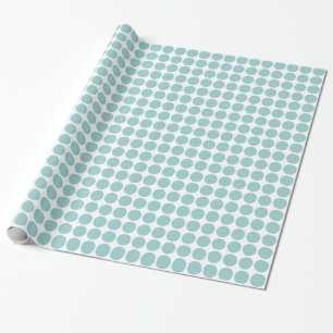 Circle Spots - Light Blue Green on White Wrapping Paper