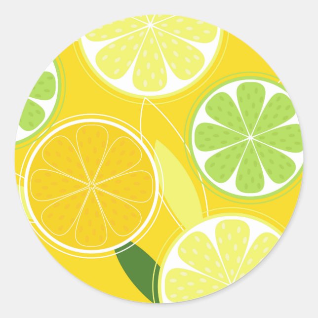 Circle / stamp with lemons classic round sticker (Front)