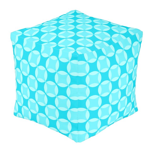 Circle Star Winter Pattern Pouf Cube (Angled Back)
