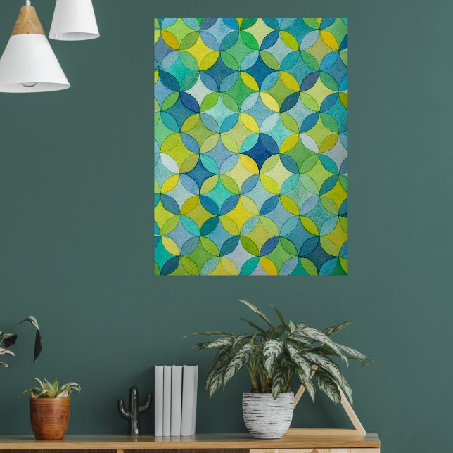 Circle Stars Hand Painted Artist Pattern Print (Living Room 1)