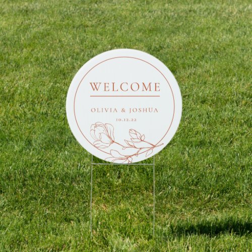 Circle Terracotta White Wedding Welcome sign