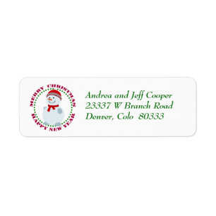 Circle Text Christmas Snowman Label