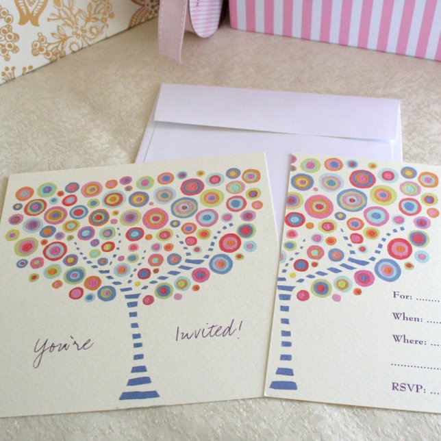 Circle Tree Retro Blank Fill In Invitation (Creator Uploaded)