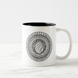 Circle Tribal Doodle Two-Tone Coffee Mug
