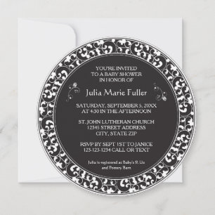 Circle Vintage Black Design - Baby Shower Invite