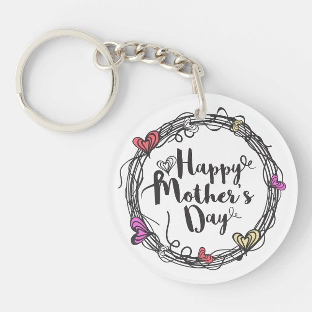 Circle w/ Hearts Happy Mother's Day Keychain (Front)