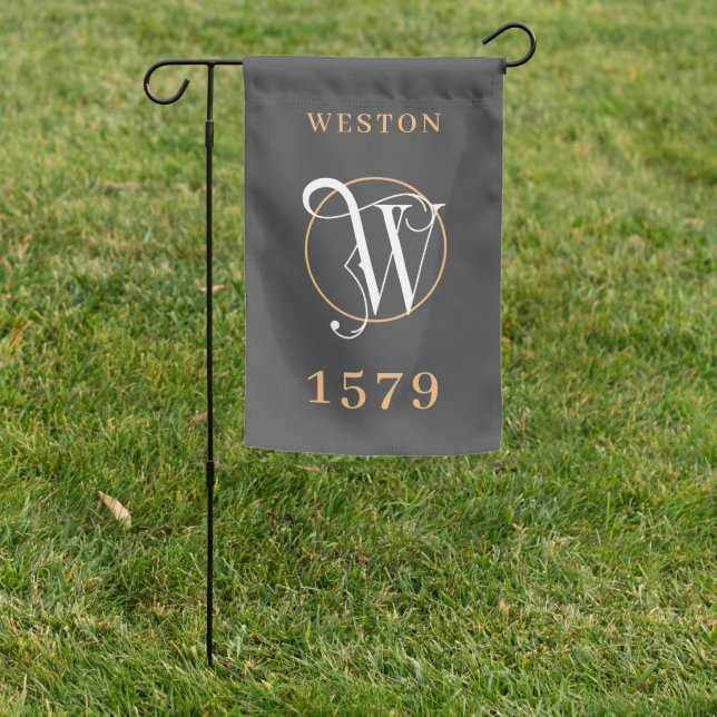 Circle W Monogram, Name and Address Garden Flag (In SItu)