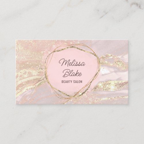 circle watercolor on pink marble business card