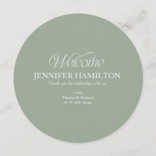 Circle Wedding Menu and Place Card With Guest Name