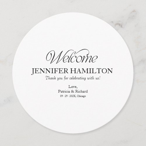 Circle Wedding Menu and Place Card With Guest Name