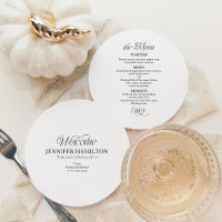 Circle Wedding Menu and Place Card With Guest Name