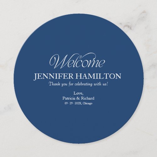 Circle Wedding Menu and Place Card With Guest Name