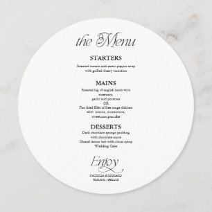 Circle Wedding Menu and Thank You Place Card