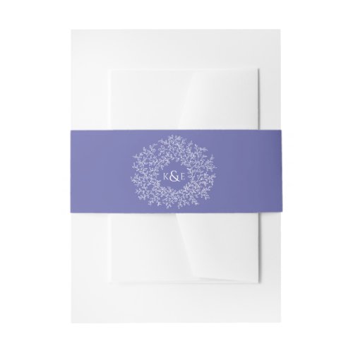 Circle white art leaves wedding purple blue  invitation belly band
